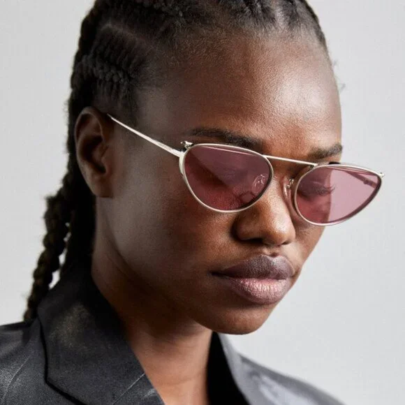 NEW AM0424S 003 ALEXANDER MCQUEEN SUNGLASSES SILVER OVAL WOMEN EYEWEAR